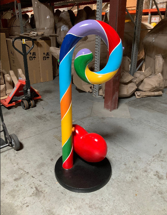 Candy Cane Swirl With Hearts Over Sized Statue