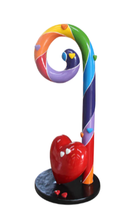 Candy Cane Swirl With Hearts Over Sized Statue