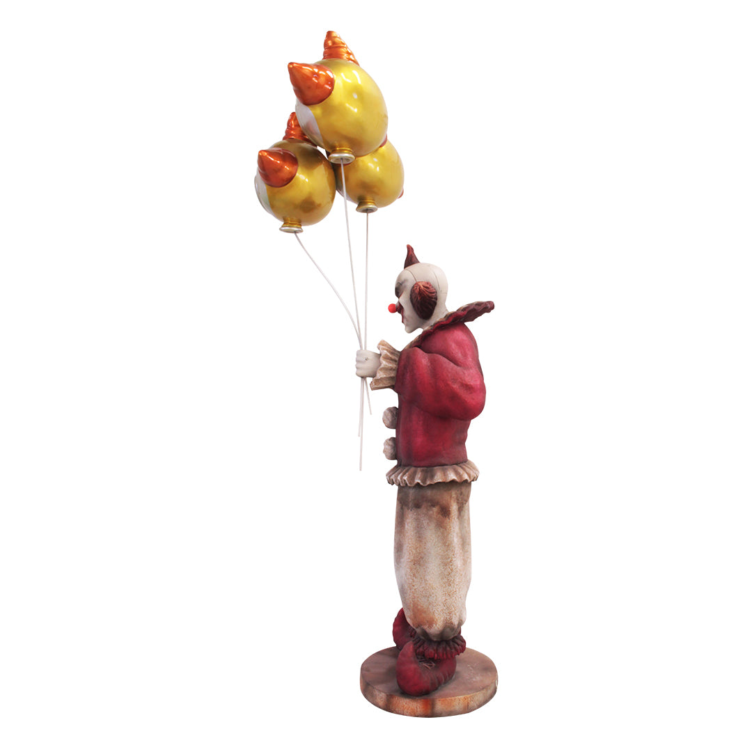 Scary Clown Holding Balloons Life Size Statue