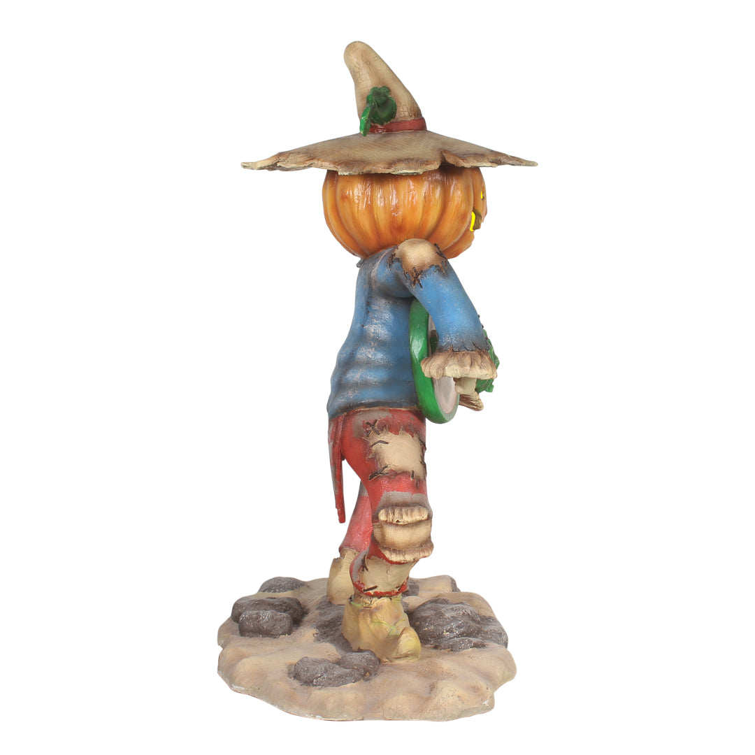 Pumpkin Scarecrow Playing Banjo Life Size Statue