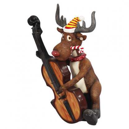 Reindeer Playing Cello Over Sized Statue