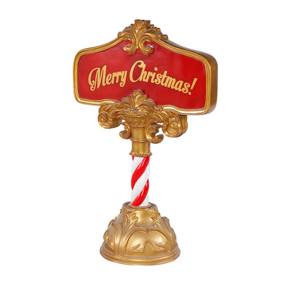 Merry Christmas Sign Post Over Sized Statue