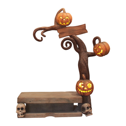 Graveyard Pumpkin Tree Bench Over Sized Statue