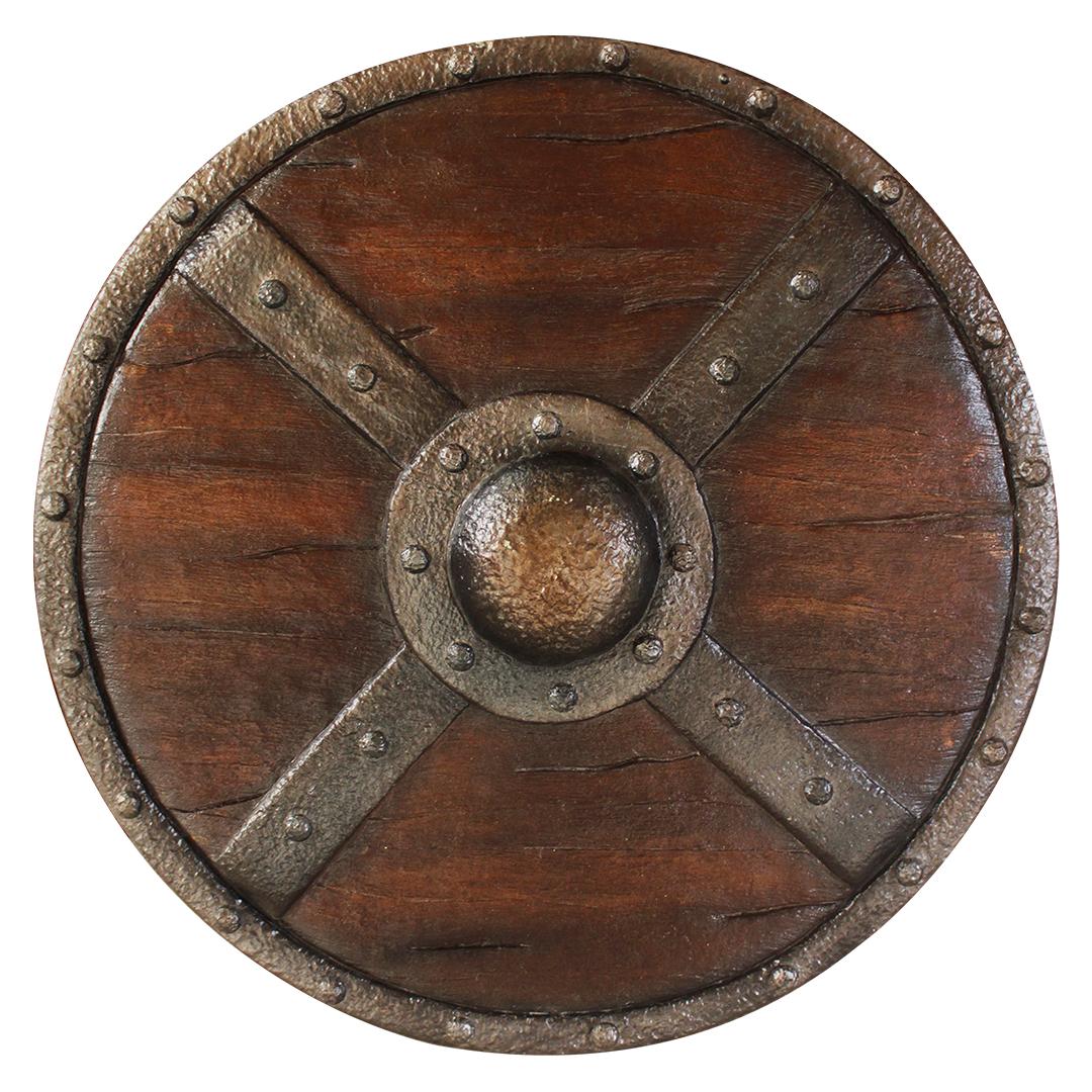 Medieval Wood Shield Over Sized Statue