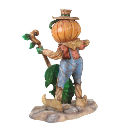 Pumpkin Scarecrow Playing Cello Life Size Statue