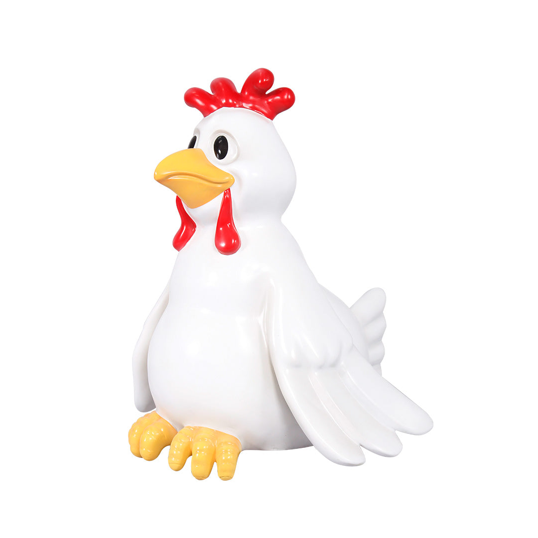 Comic White Chicken Life Size Statue