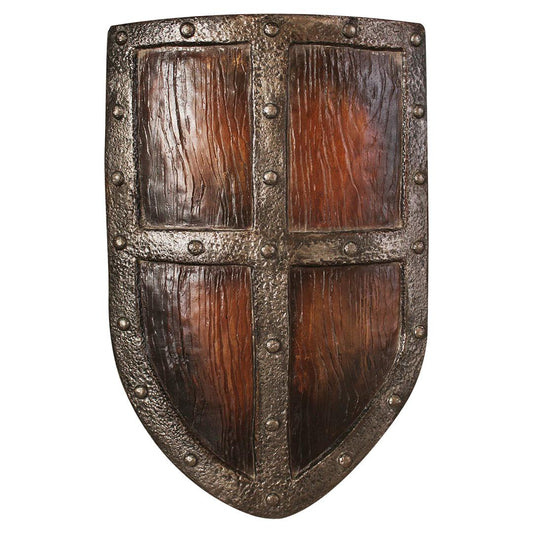 Medieval Wood Cross Kite Shield Over Sized Statue