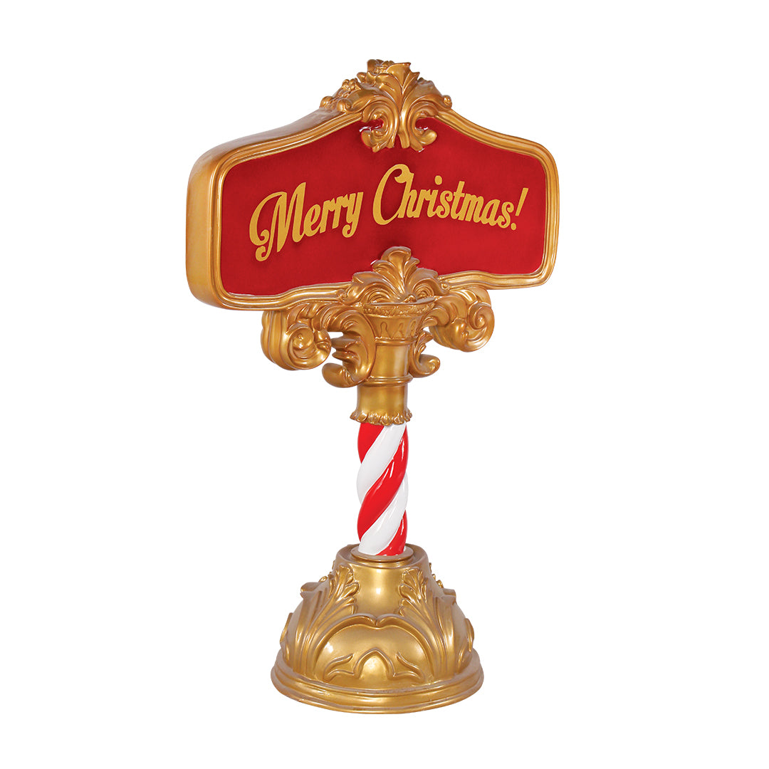 Merry Christmas Sign Post Over Sized Statue