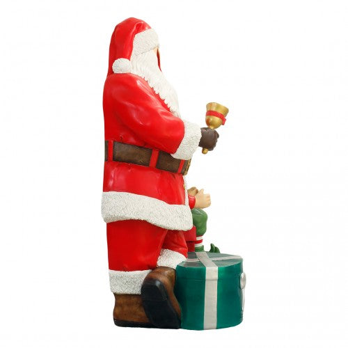 Santa With Elf Photo Op Statue