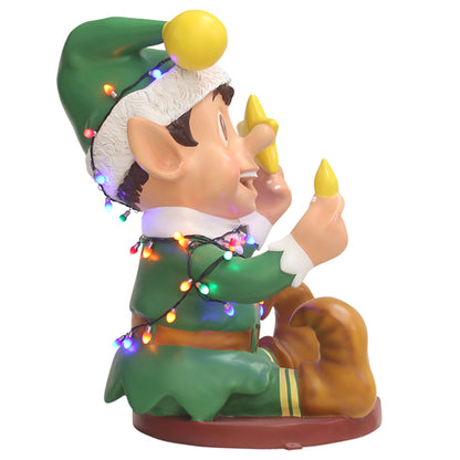 Elf Playing With Lights Life Size Statue