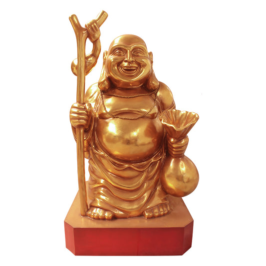 Buddha On Base Laughing Life Size Statue