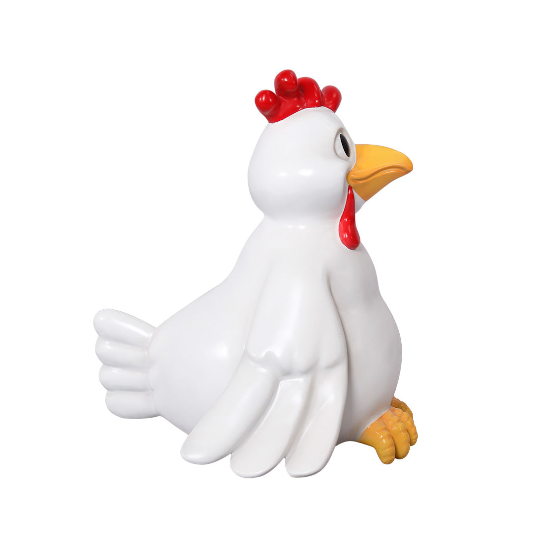 Comic White Chicken Life Size Statue