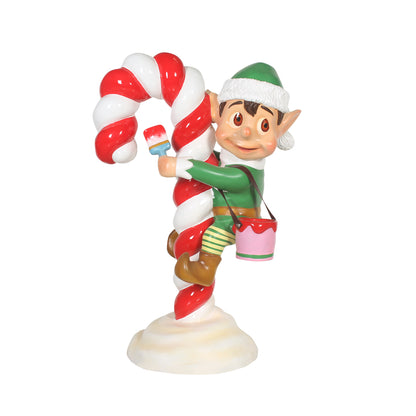 Elf On Candy Cane Life Size Statue