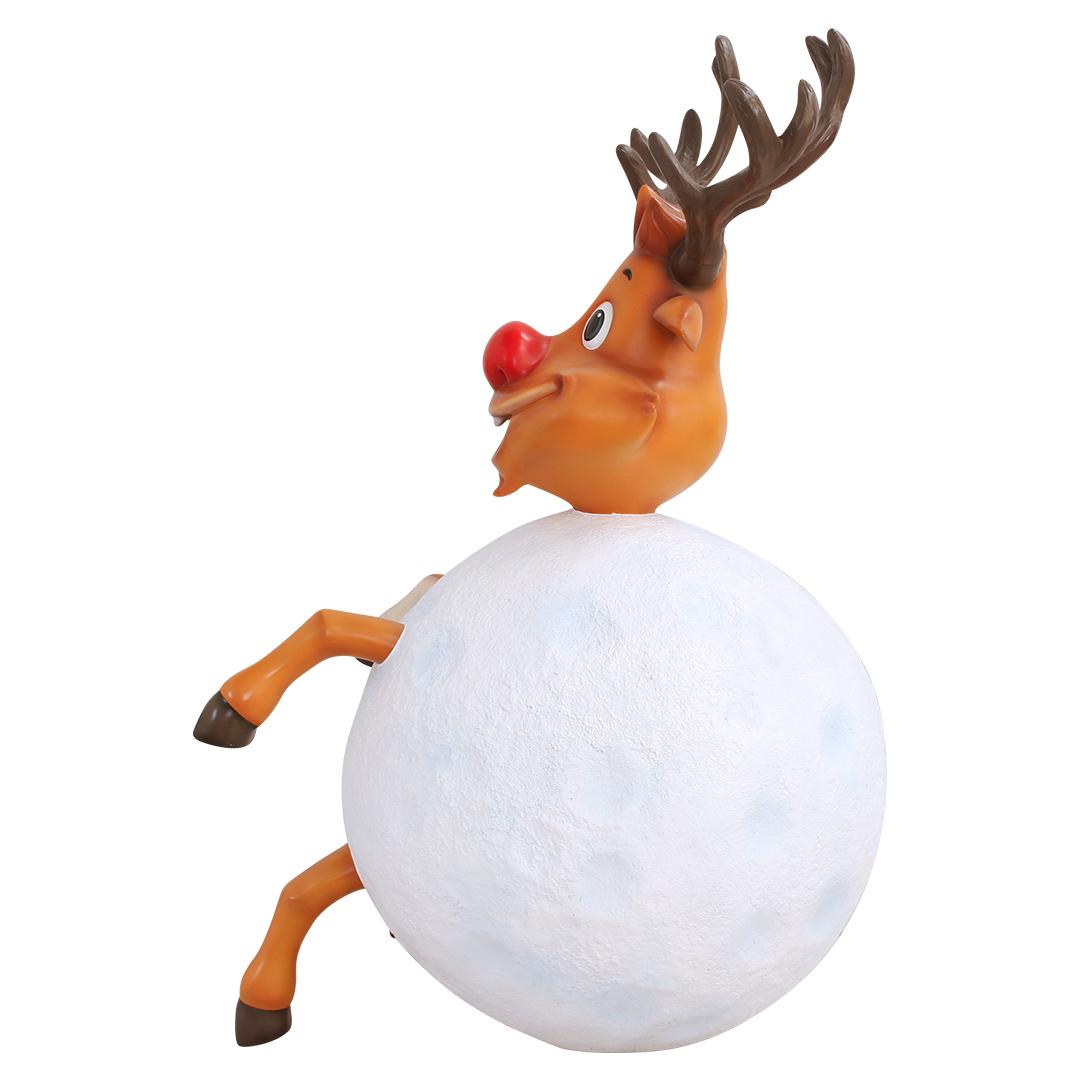 Reindeer Rudolph In Snowball Life Size Statue