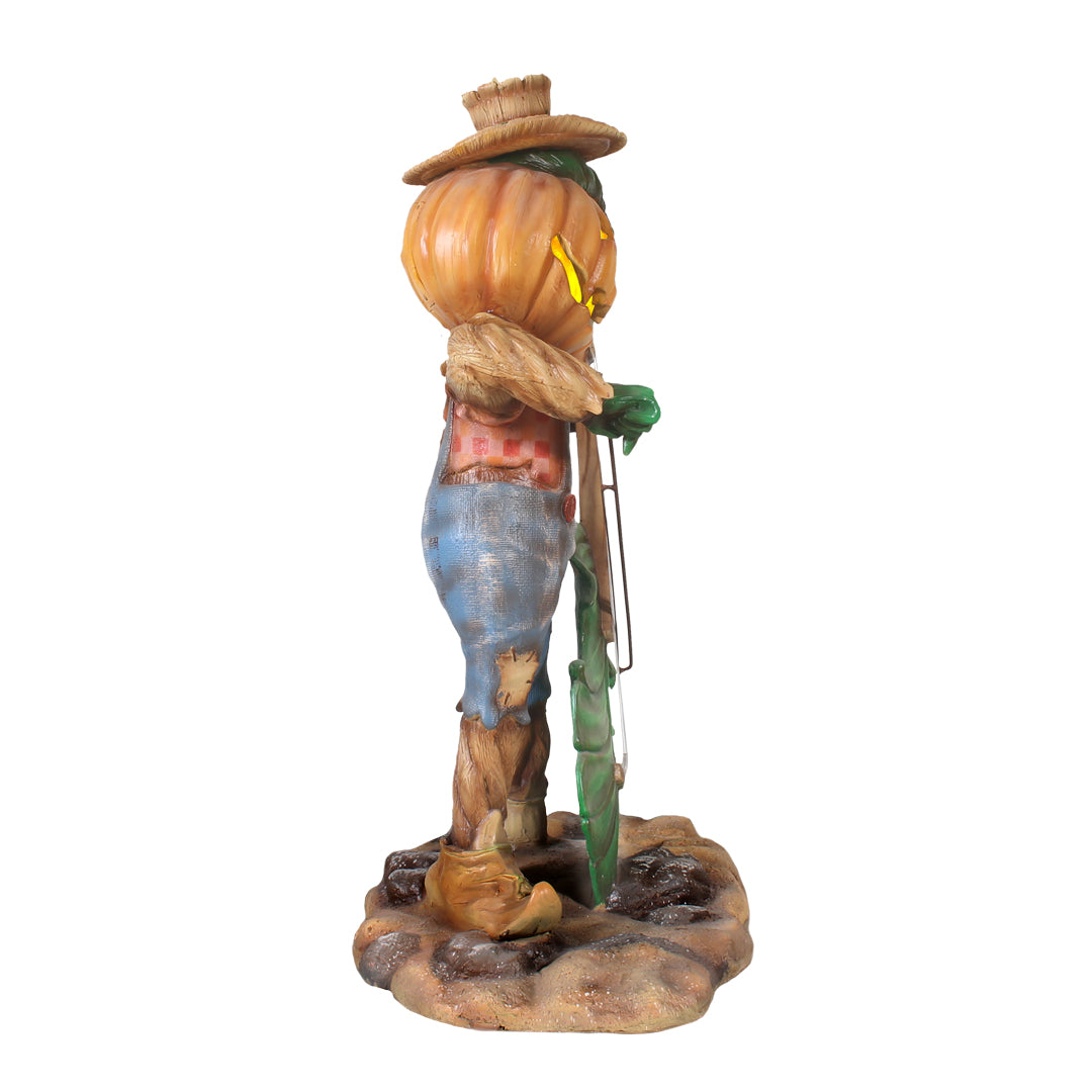 Pumpkin Scarecrow Playing Cello Life Size Statue