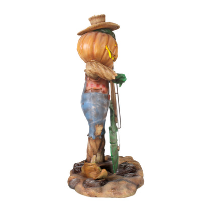 Pumpkin Scarecrow Playing Cello Life Size Statue