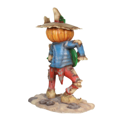 Pumpkin Scarecrow Playing Banjo Life Size Statue