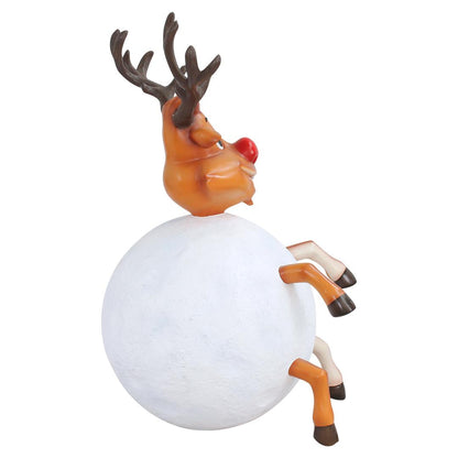 Reindeer Rudolph In Snowball Life Size Statue