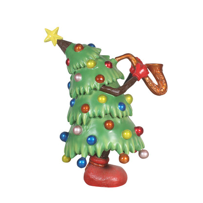 Christmas Tree Playing Saxophone Over Sized Statue