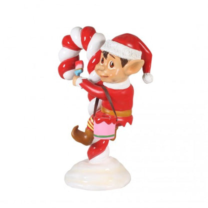 Elf On Candy Cane Life Size Statue