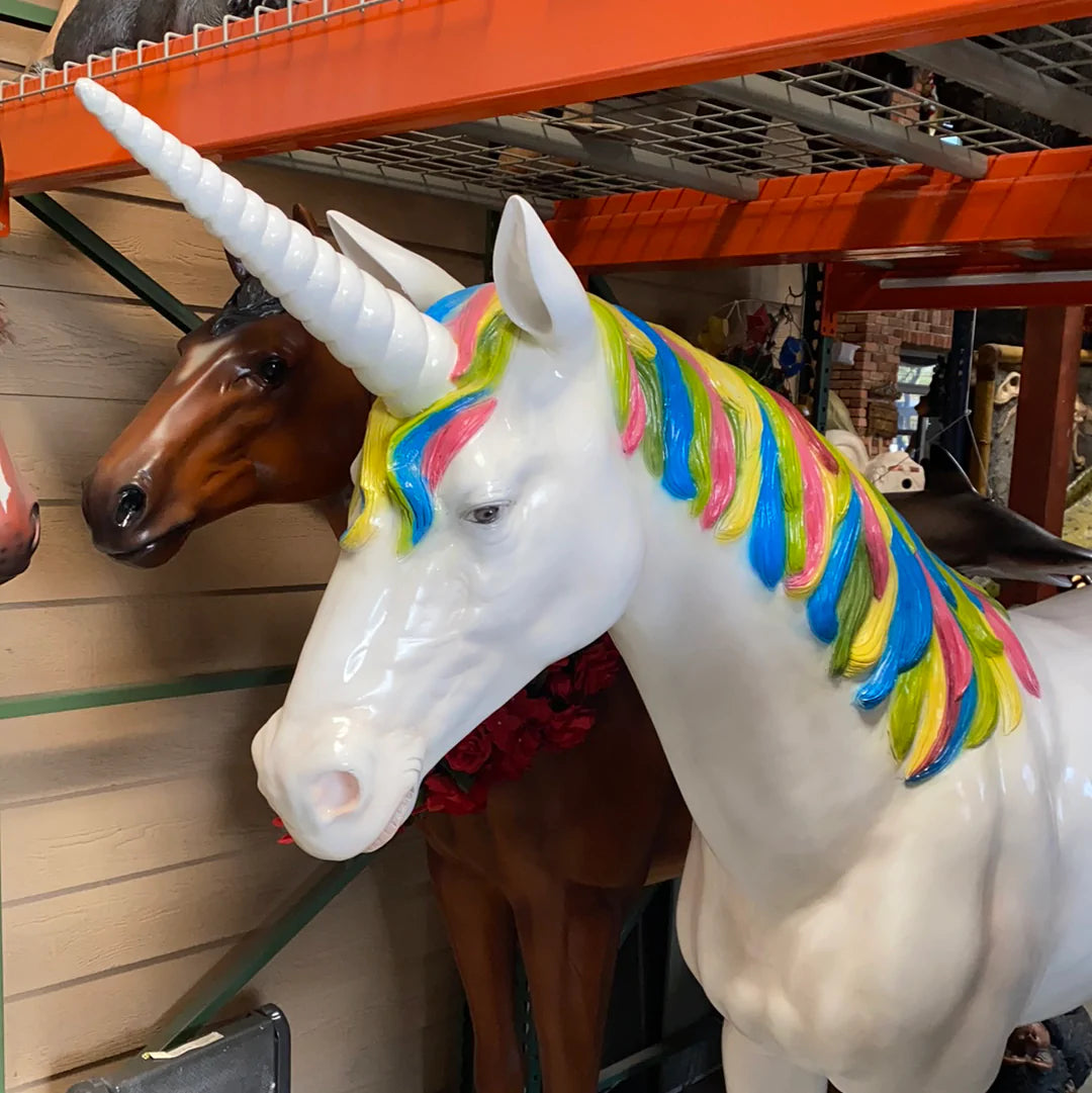 Rainbow Unicorn Life Size Statue - LM Treasures Life Size Statues & Prop Rental