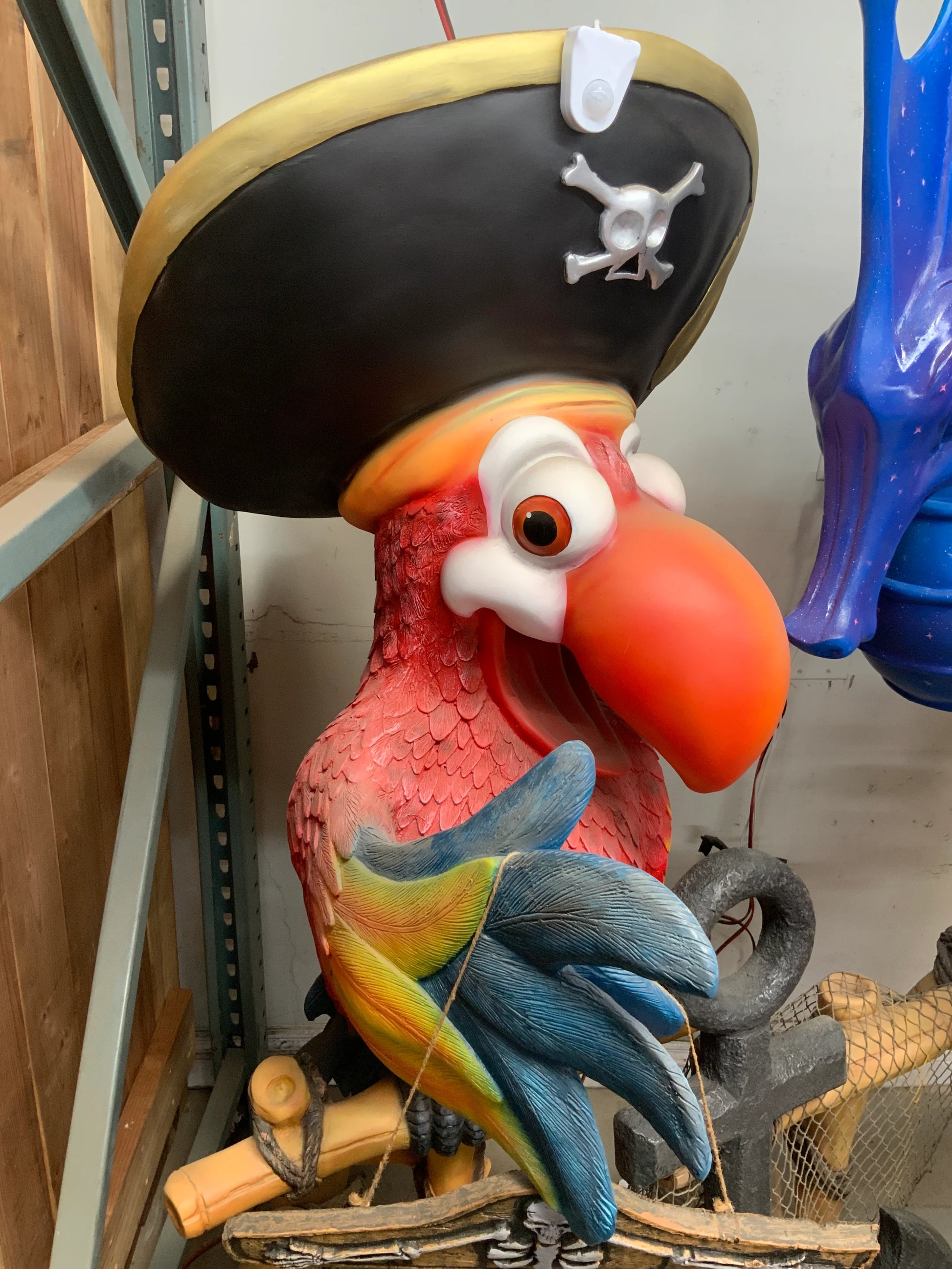 Comic Pirate Parrot With Stand Over Sized Statue - LM Treasures 