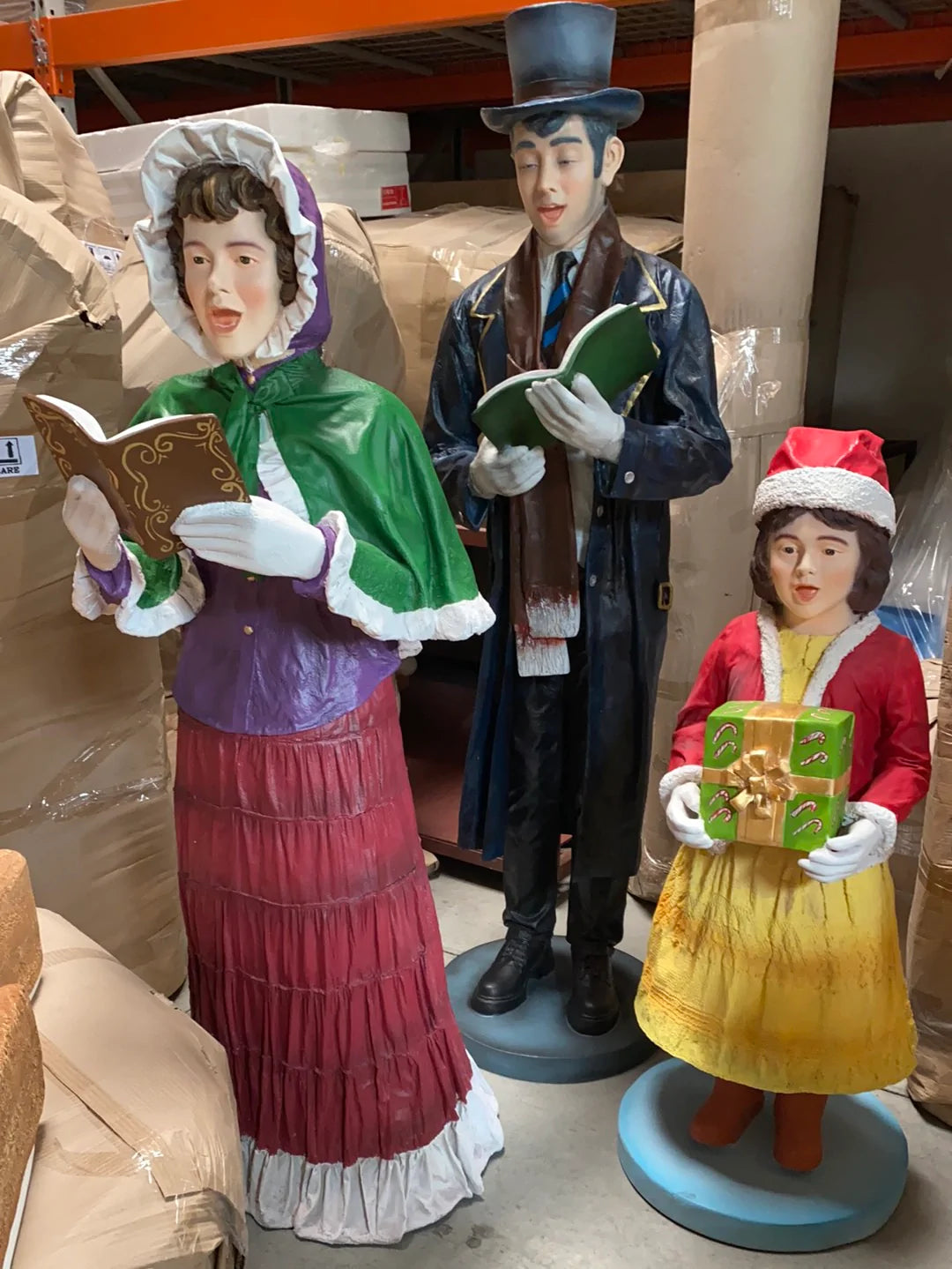 Christmas Caroler Woman Life Size Statue - LM Treasures Life Size Statues & Prop Rental