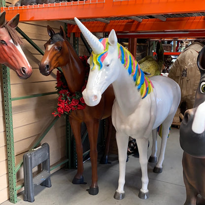Rainbow Unicorn Life Size Statue - LM Treasures Life Size Statues & Prop Rental