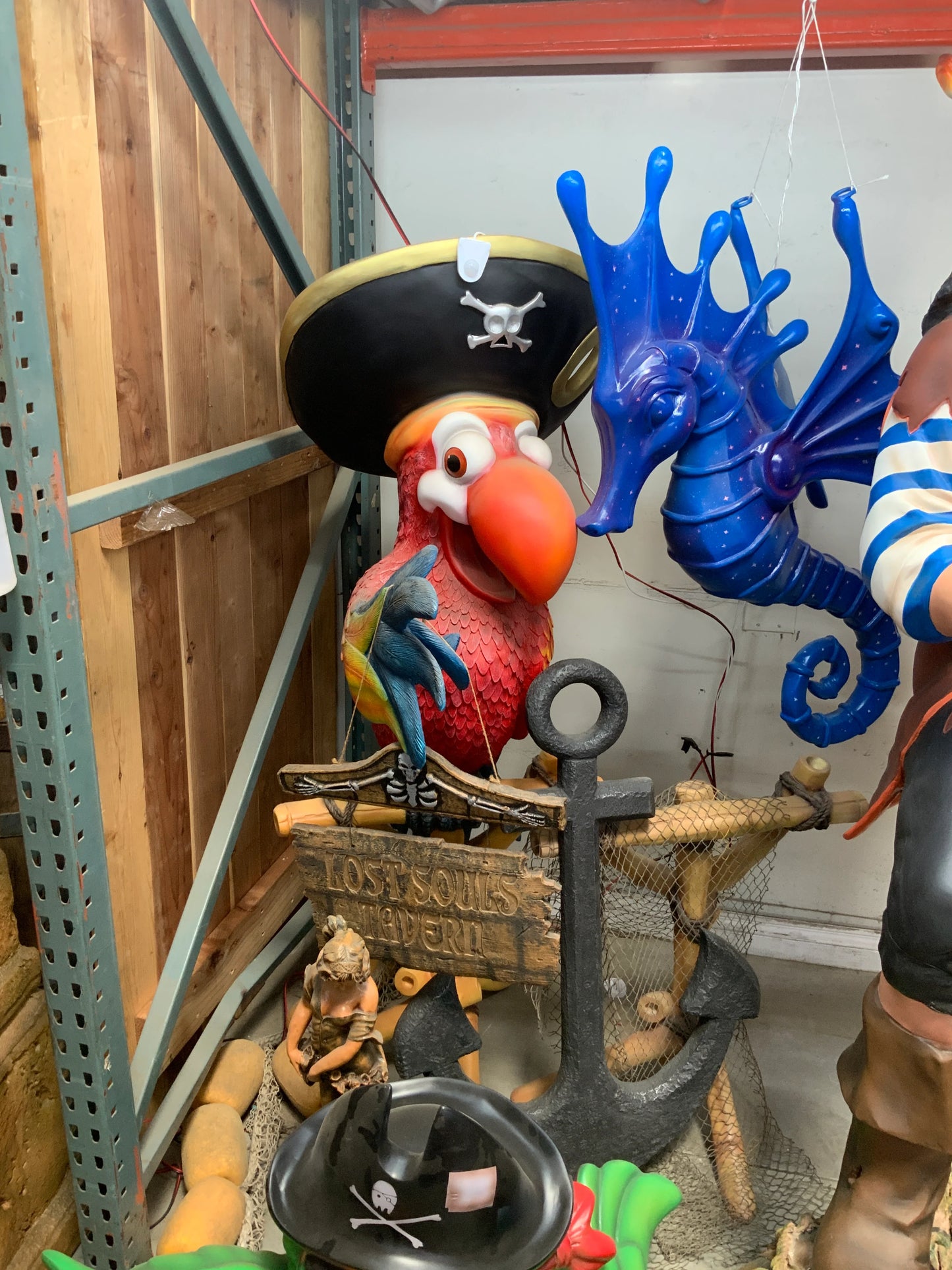 Comic Pirate Parrot With Stand Over Sized Statue - LM Treasures 