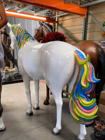 Rainbow Unicorn Life Size Statue - LM Treasures Life Size Statues & Prop Rental