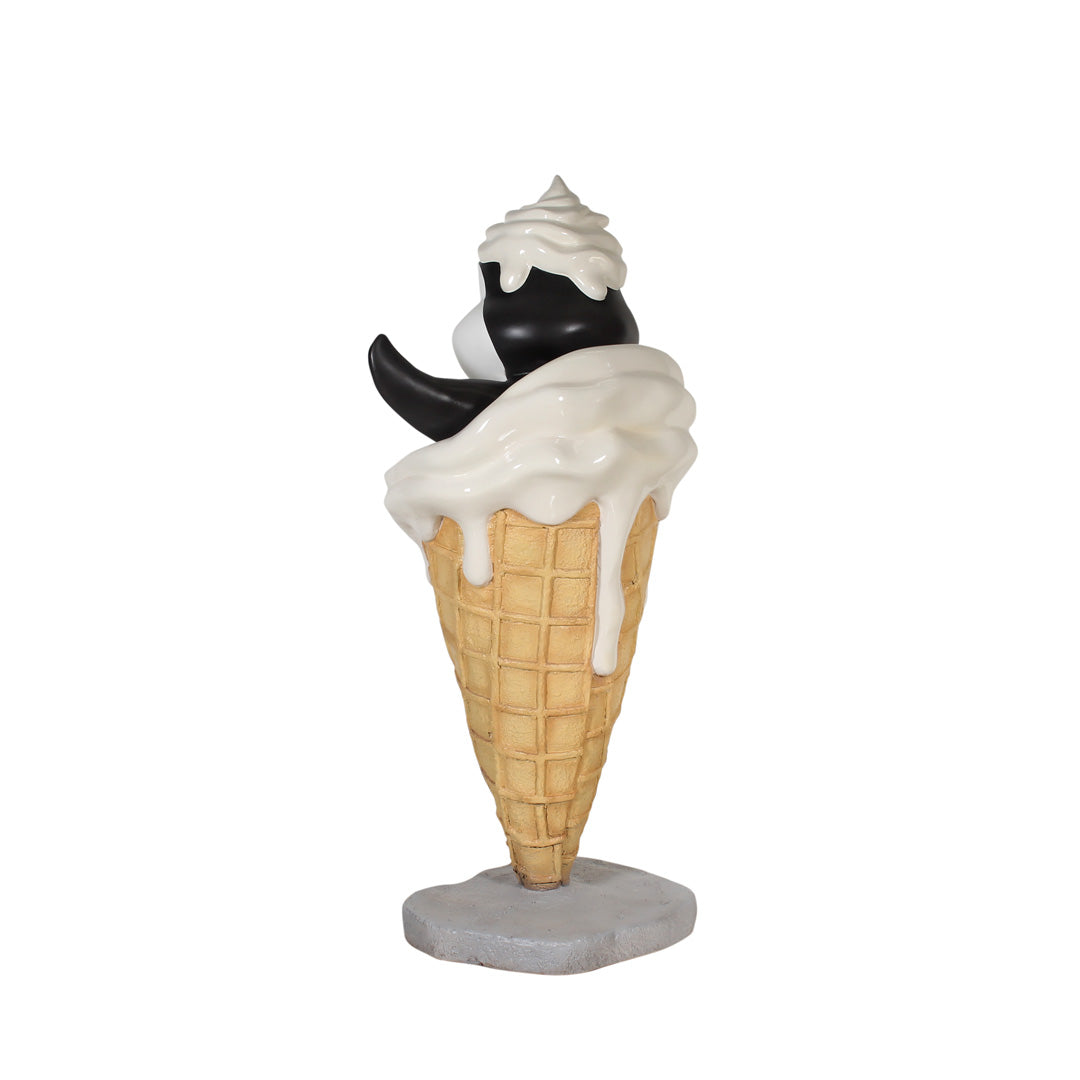 Comic Penguin In Ice Cream Life Size Statue