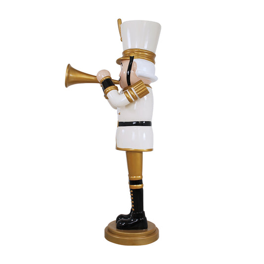 Nutcracker Trumpet White/Gold Life Size Statue