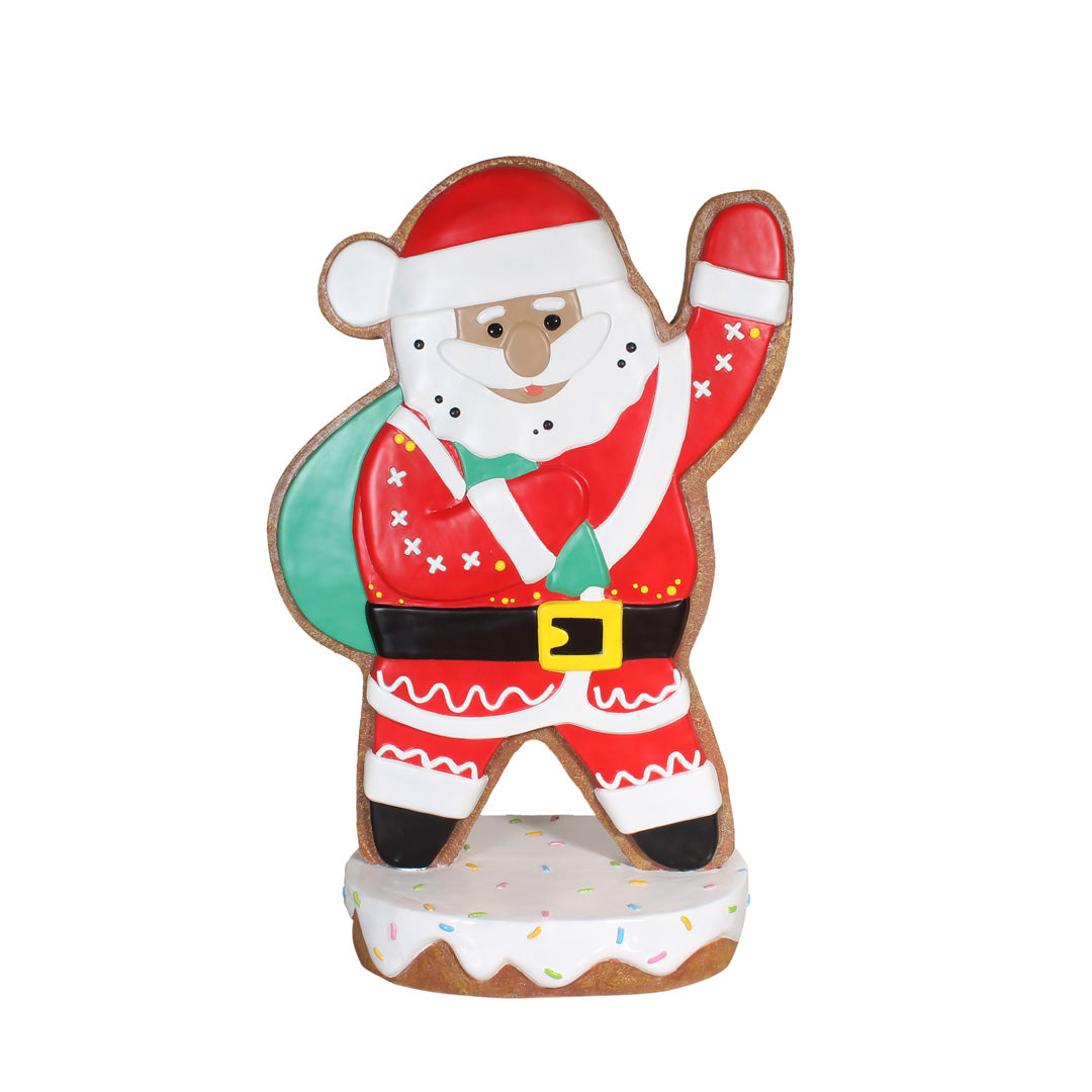 Gingerbread Santa Waving Over Sized Statue