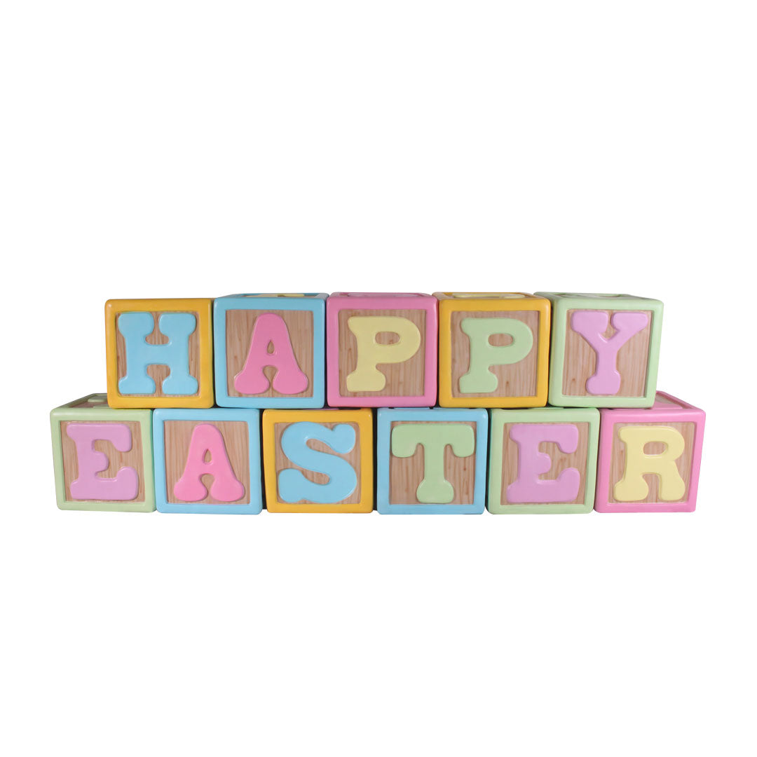Happy Easter Blocks Sign Over Sized Statue
