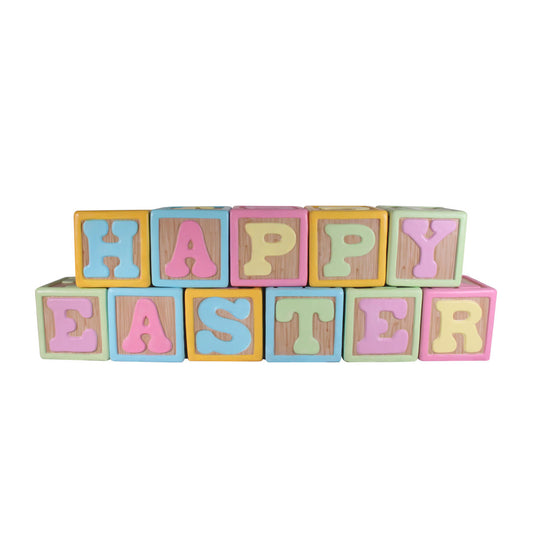 Happy Easter Blocks Sign Over Sized Statue