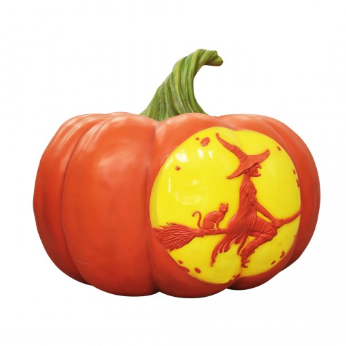 Pumpkin Lantern Witch Over Sized Statue