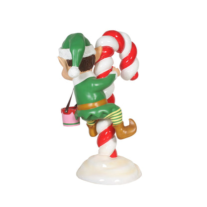 Elf On Candy Cane Life Size Statue