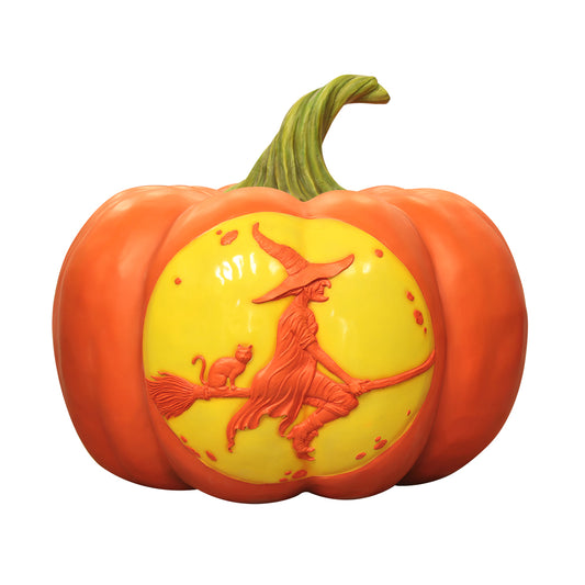 Pumpkin Lantern Witch Over Sized Statue