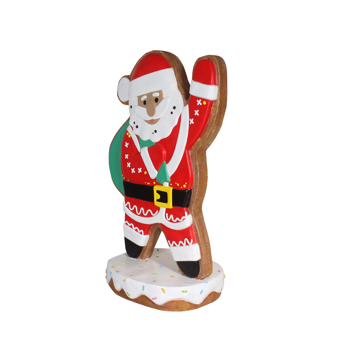 Gingerbread Santa Waving Over Sized Statue