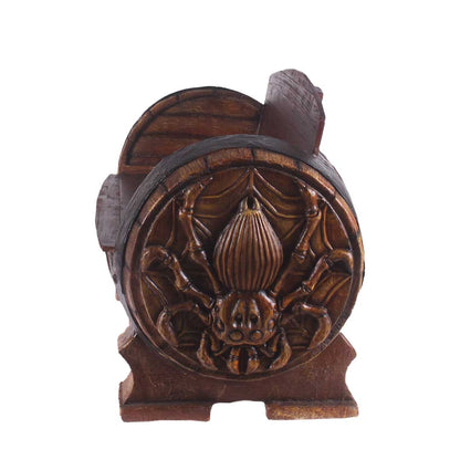 Pirate Barrel Spider Bench With Back Over Sized Statue