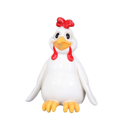 Comic White Chicken Life Size Statue