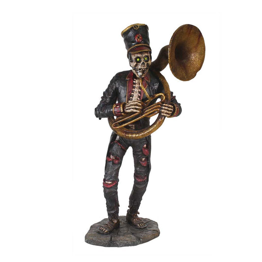 Skeleton Undead Horn Player Life Size Statue