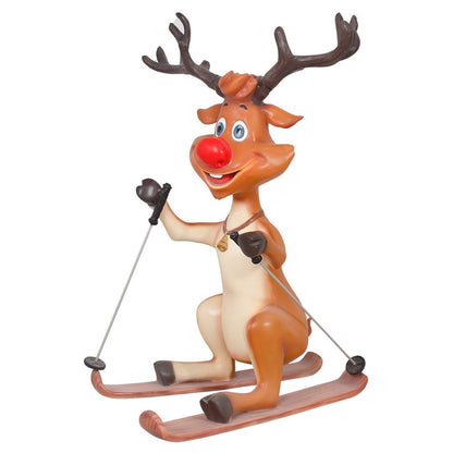 Reindeer Rudolph Skiing Life Size Statue