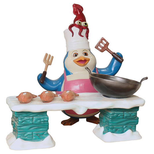 Comic Penguin Chef Luca Life Size Statue