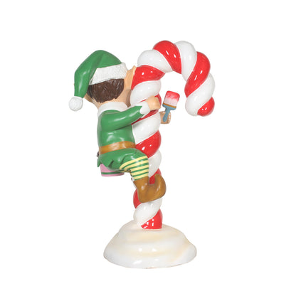 Elf On Candy Cane Life Size Statue