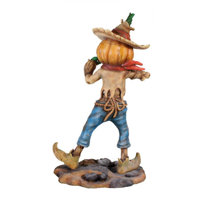 Pumpkin Scarecrow Playing Harmonica Life Size Statue