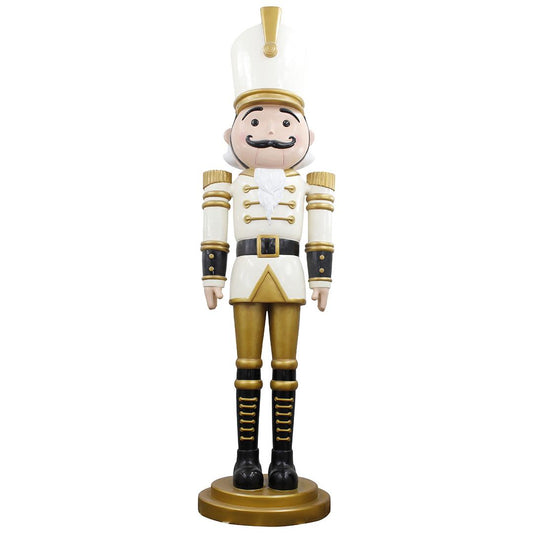 Nutcracker Standing On Base White/Gold Life Size Statue