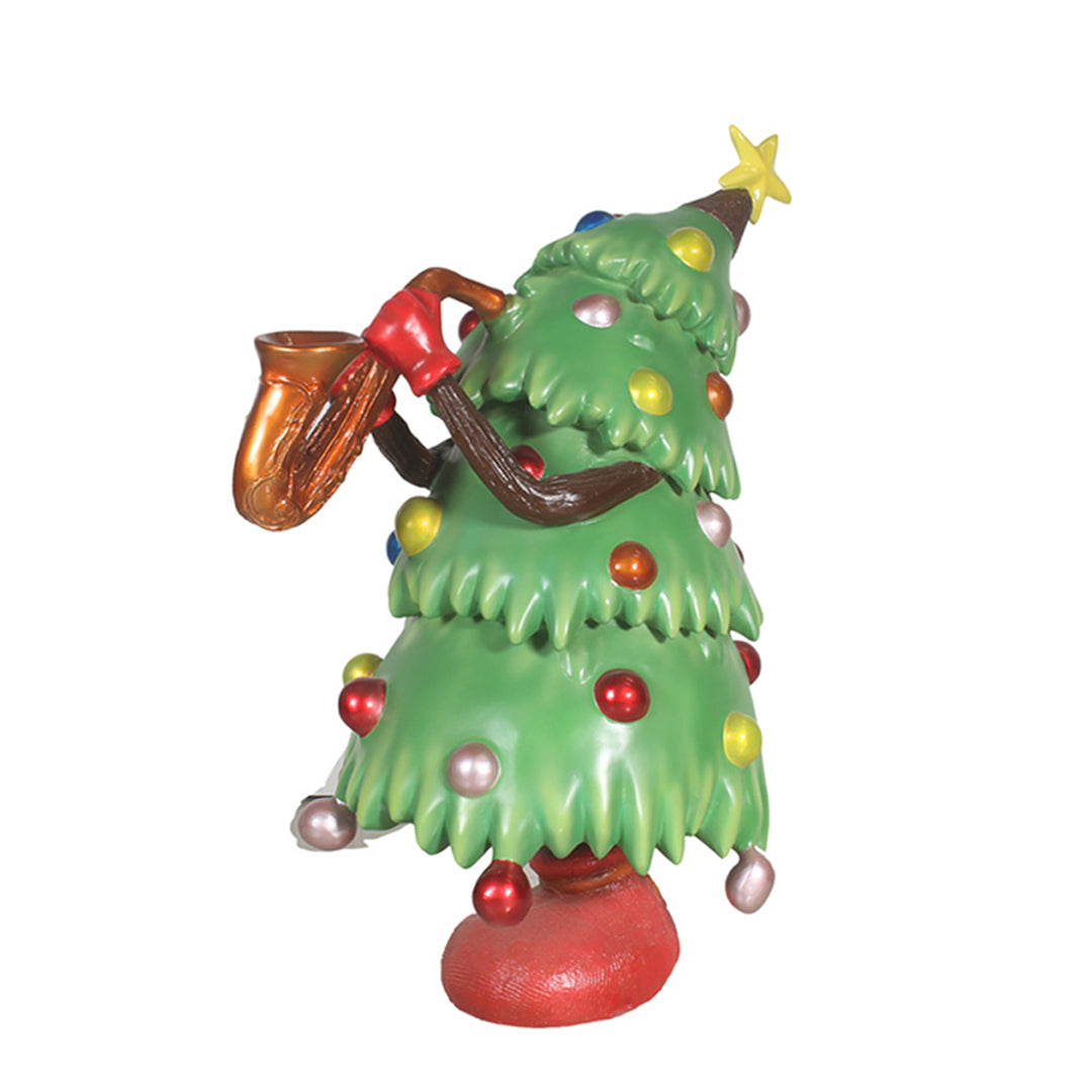 Christmas Tree Playing Saxophone Over Sized Statue