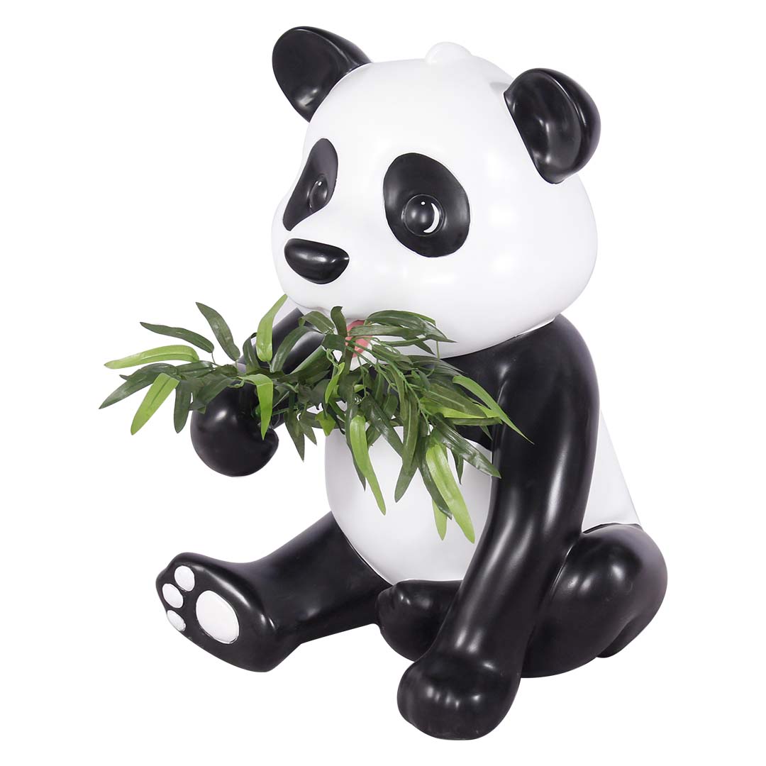 Panda Bear Cub Eating Life Size Statue