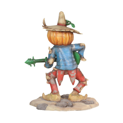 Pumpkin Scarecrow Playing Banjo Life Size Statue